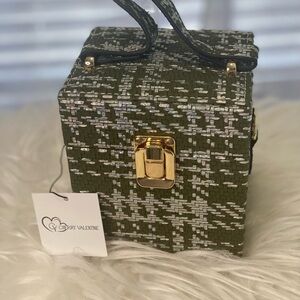 Olive Green Woven Box Bag